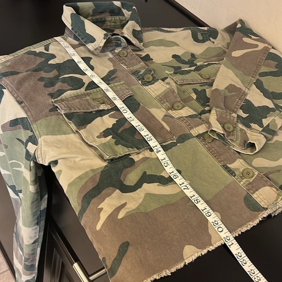 One of a kind Handmade camo print cropped jacket with released hem, Cotton,M - Picture 13 of 15